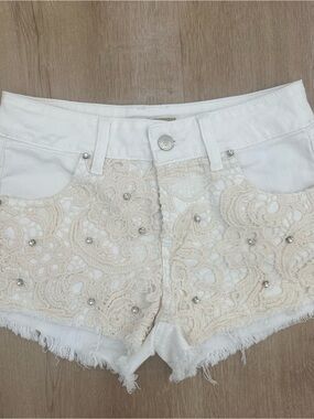 Guess White Lace-Accent Women's Denim Shorts